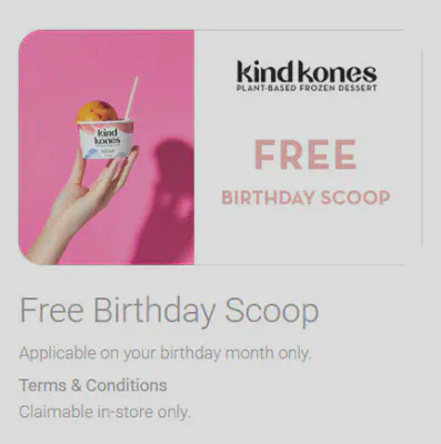 Kind Kones birthday free scoop